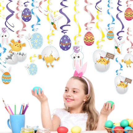 Mocossmy Easter Hanging Swirl Decorations